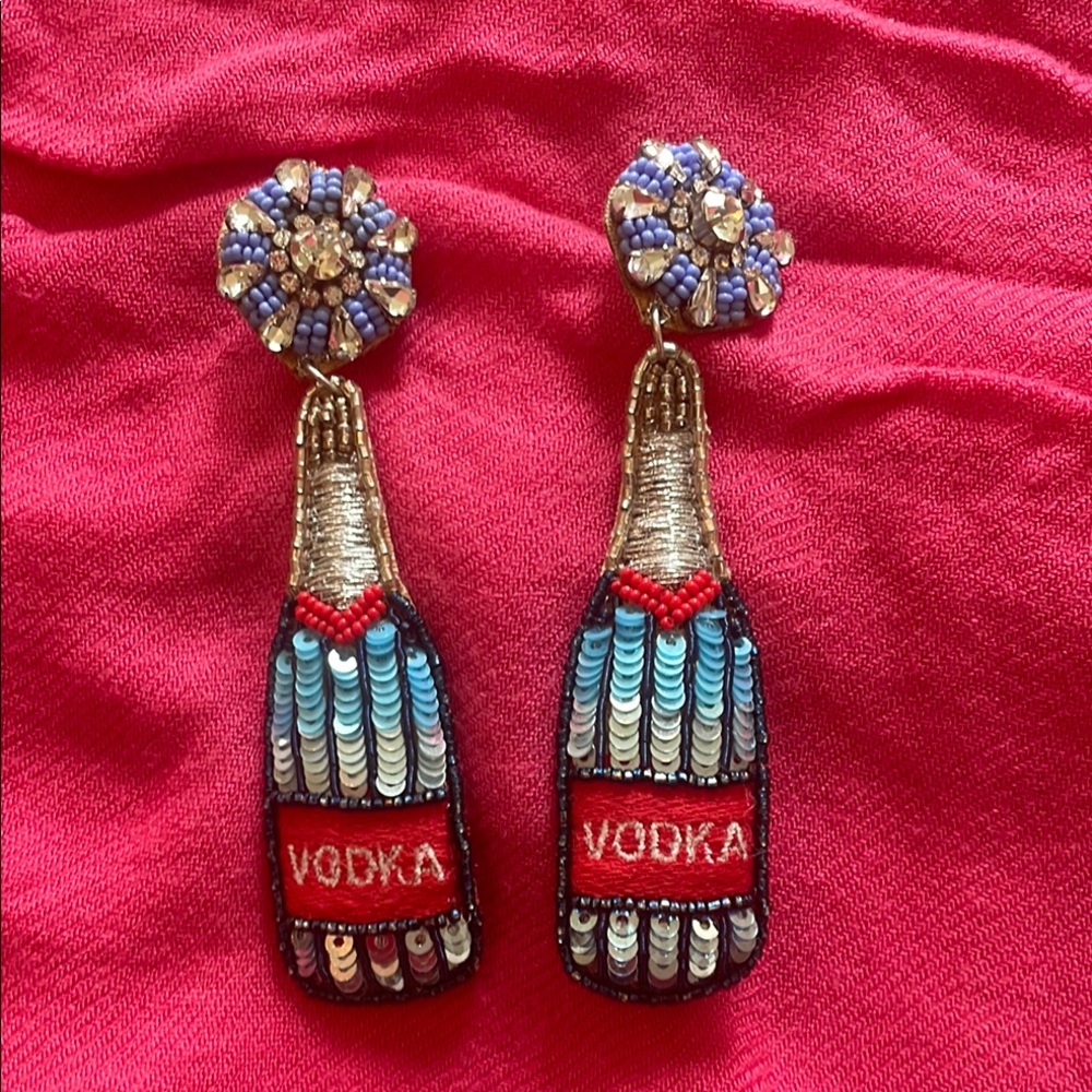 Hand Beaded Vodka Bottle Earrings - Allie Beads